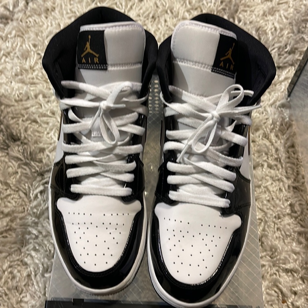 Jordan 1 Mid Black with Gold swoosh